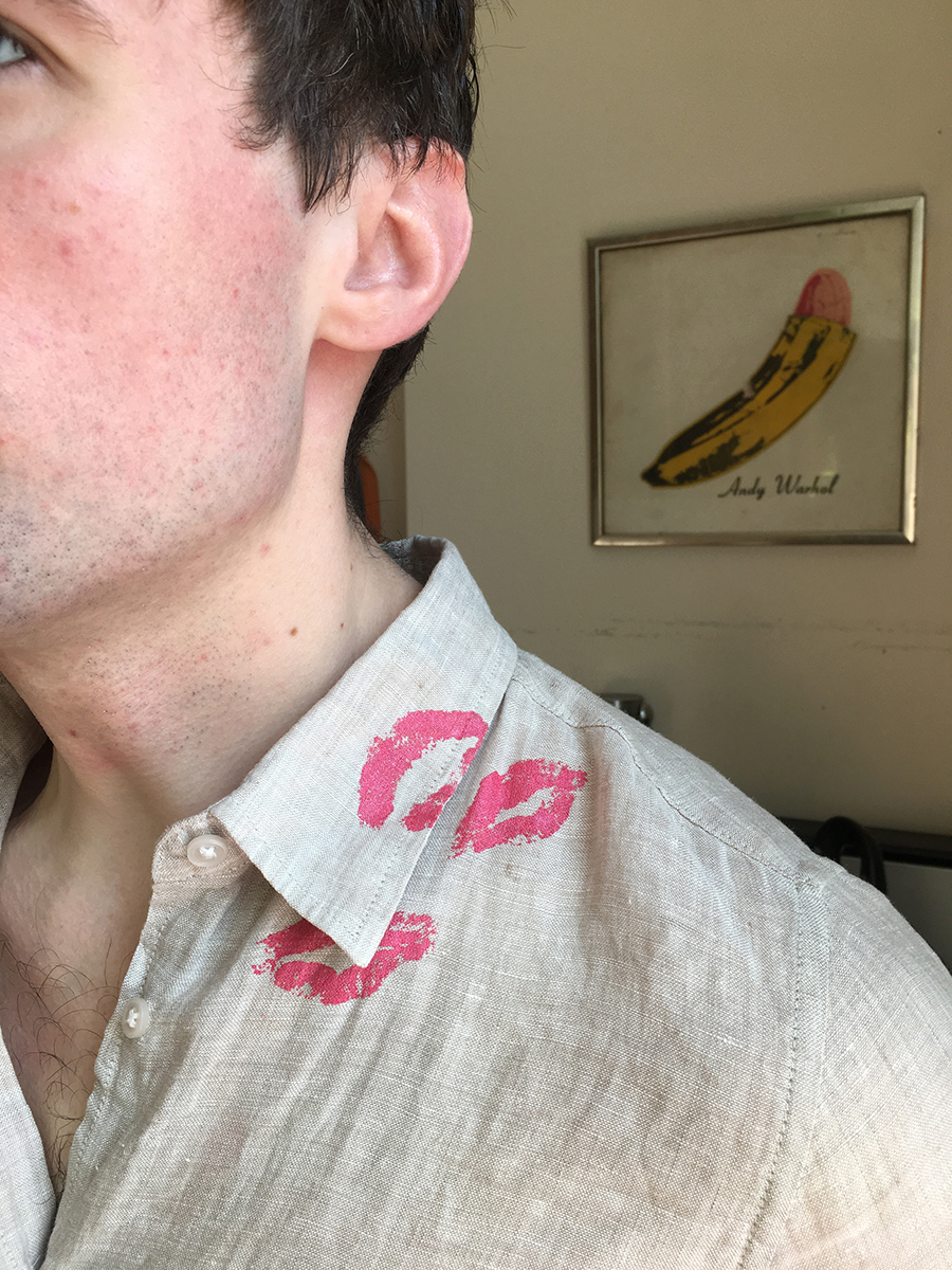 Remember to be Loving, 2020 <br>screen print on linen shirt